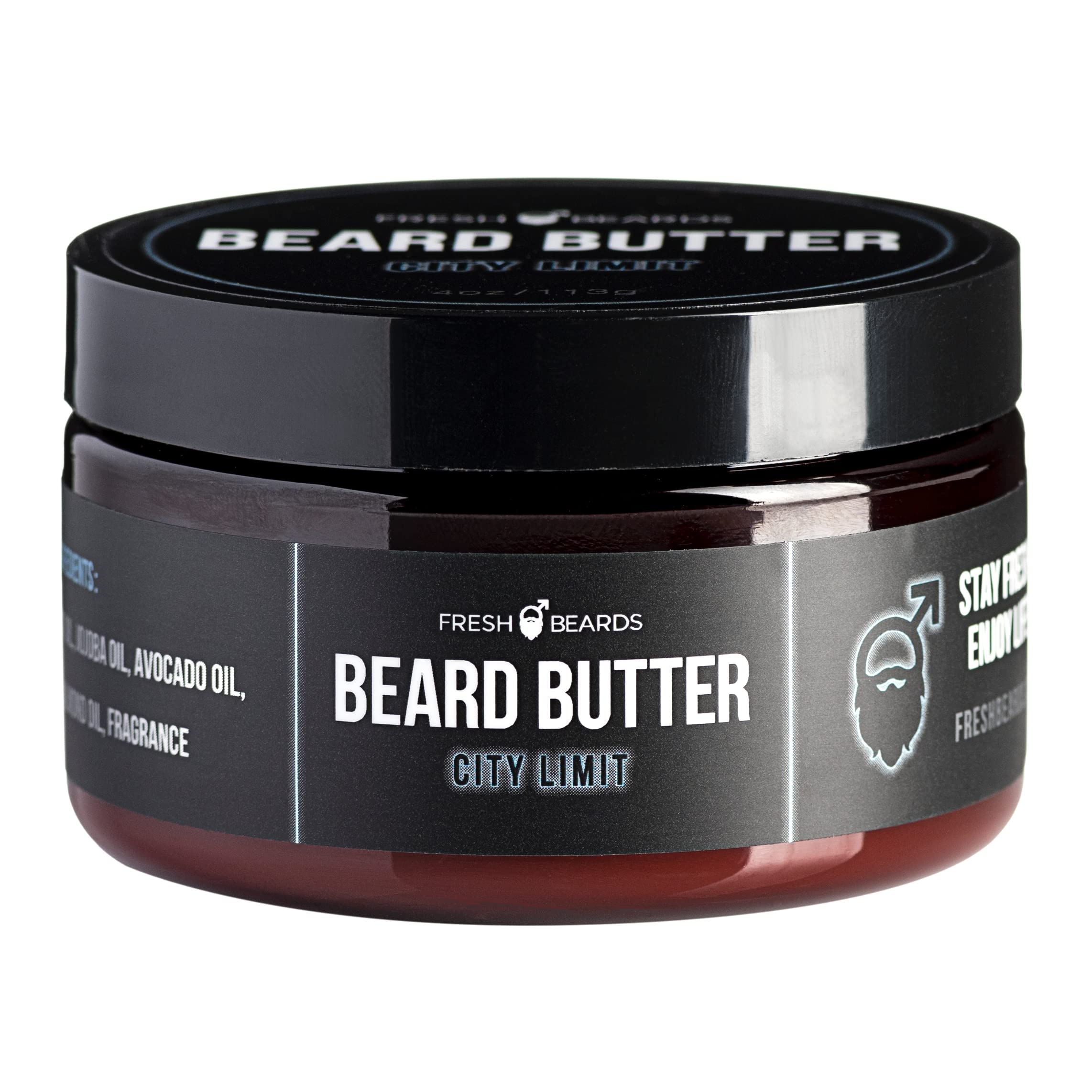 Fresh Beards City Limit Beard Butter - Teakwood & Lavender Fragrance - Scented Mens Beard and Mustache Conditioner - Natural Soothing Anti-Itch Moisturizer & Softener for Healthy Beard Growth