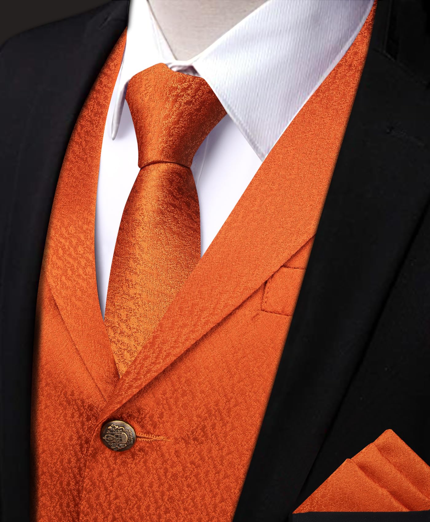 YourTies Set di cravatte da uomo con colletto a scialle, in seta, formale, gilet, fazzoletto, gemelli, spilla da bavero, per feste e matrimoni