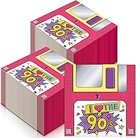 Vista 1 de 100 Pcs 90's Paper Cocktail Napkins Disposable Back to 50's 80's 90's Luncheon Napkin for Retro 1950s 1980s 1990s Hip Hop Sock Hop Rock Roll