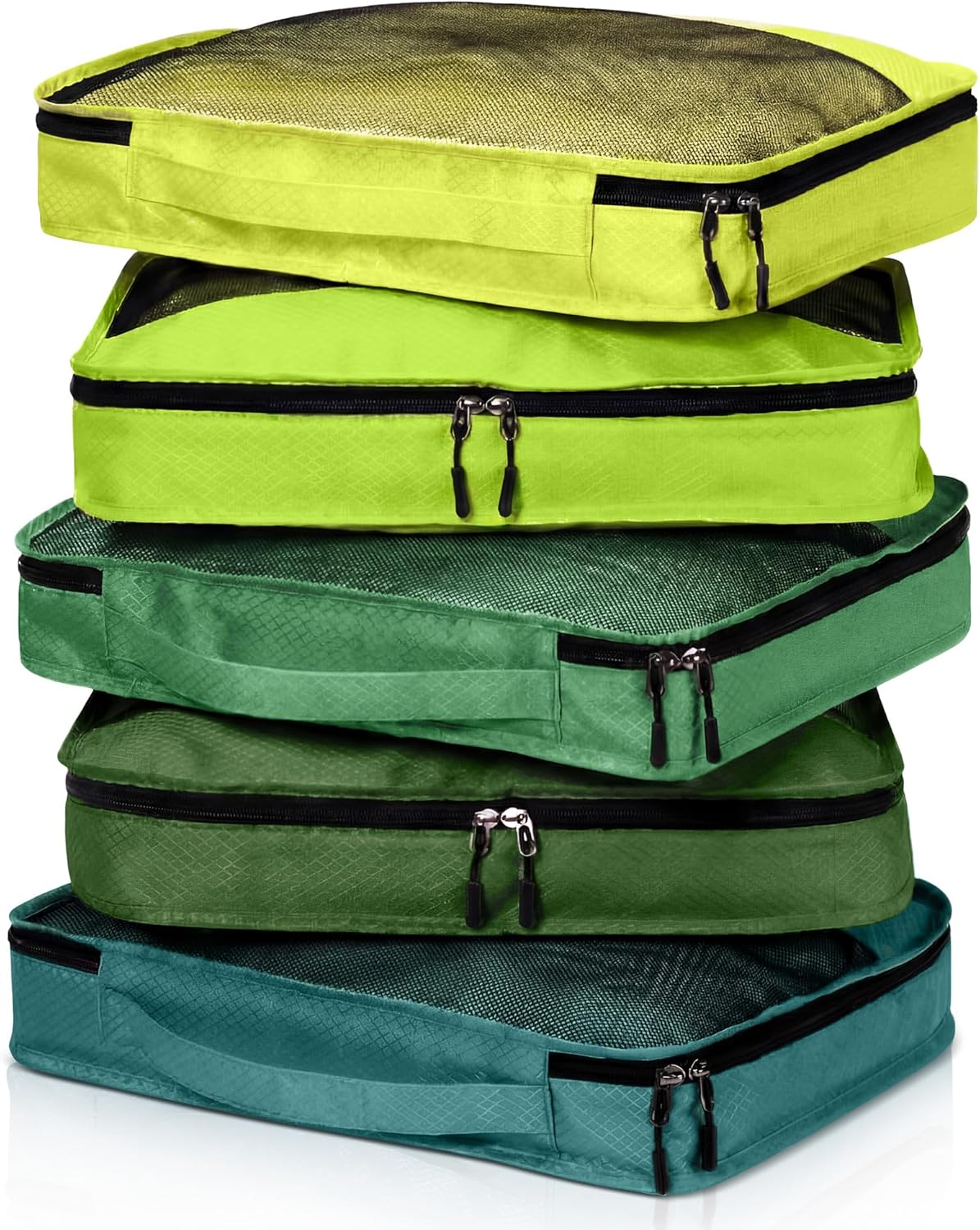5 Pcs Packing Cubes for Suitcase Large Travel Cubes Carry on Luggage Organizer Bags for Clothes Accessories(L,Green)