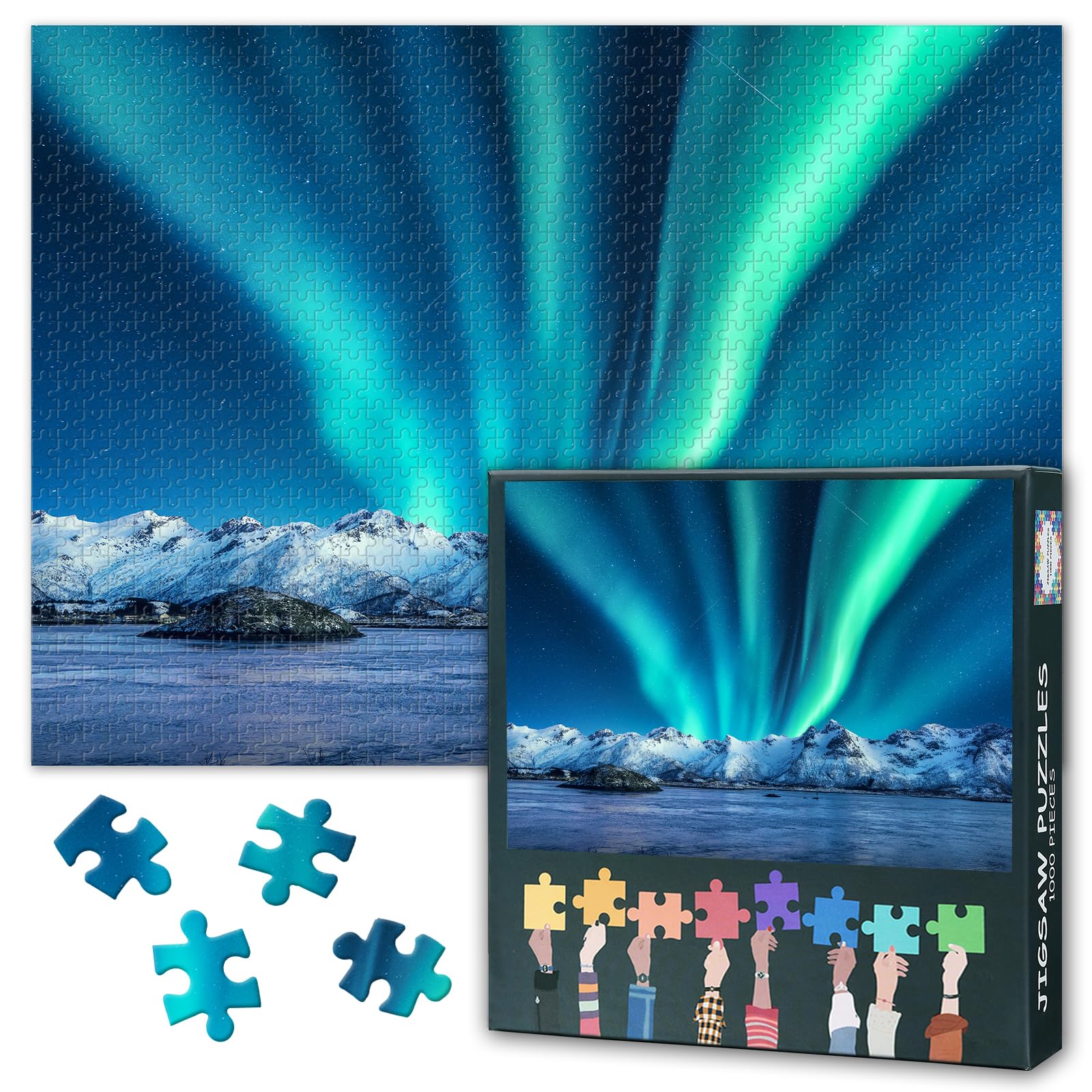 Lofoten Islands Norway Puzzles for Adults 1000 Pieces, Aurora Borealis Jigsaw Puzzles, Adult Puzzle for Adults, Educational Fun Games or Toys for Elders Friends 20X27 INCH โ image 1