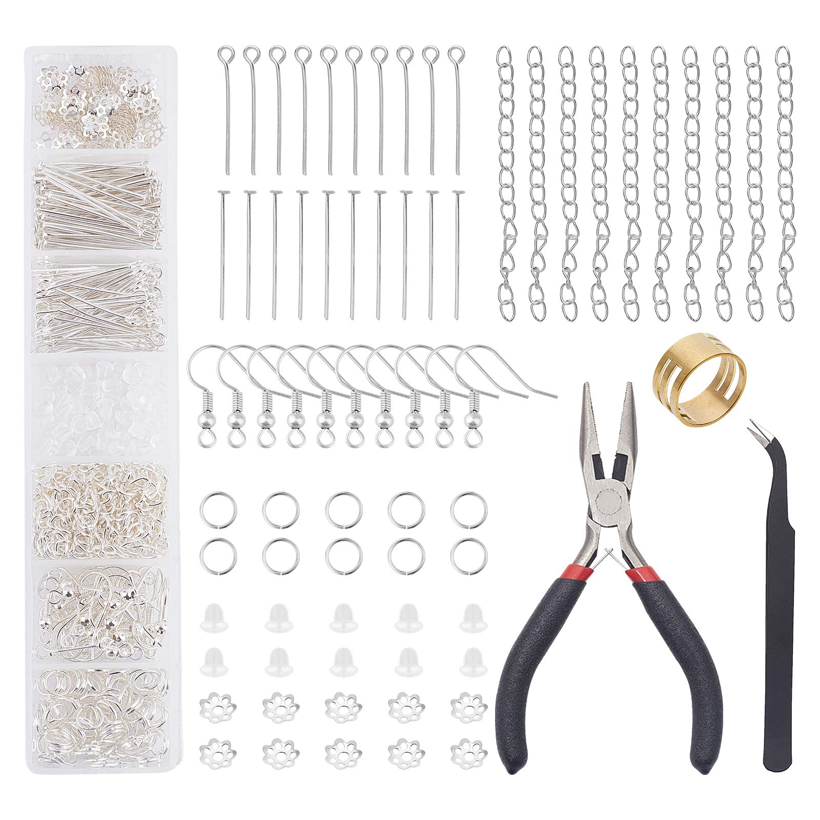 PH PandaHall Kit De Creation De Bijoux Accessoires Composant De Boucles D'oreilles Crochet De Boucle D'oreille Fermoir Pince De Homard Coupelle De