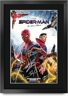 HWC Trading Spider-Man: No Way Home Movie Poster Tom Holland Signed 16 x 12 inch Framed Gift Spiderman Spider Man Printed Autograph Film Print Photo Picture Display - 16" x 12" Framed