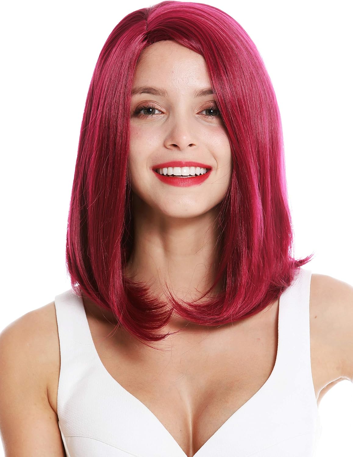 WIG ME UP - GFW3086-M118 women's quality wig shoulder length sleek parting red, Garnet red (M118L), Length: approx. 35 cm