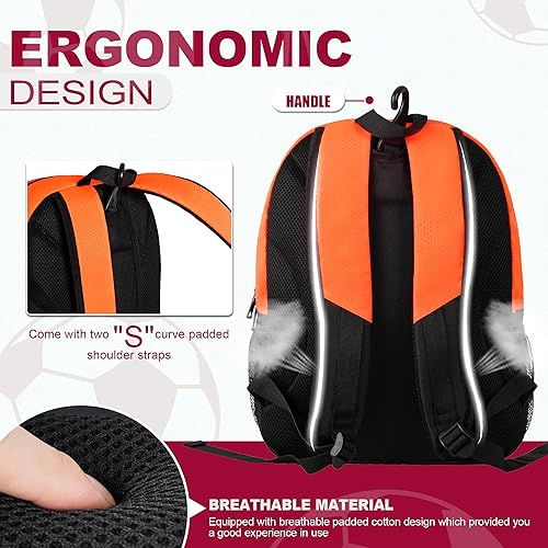 Miniatura 4 de Himal Outdoors Bolsa de fútbol para fútbol, mochila para fútbol, voleibol y balonmano, bolsa deportiva con tacos separados y soporte para pelota