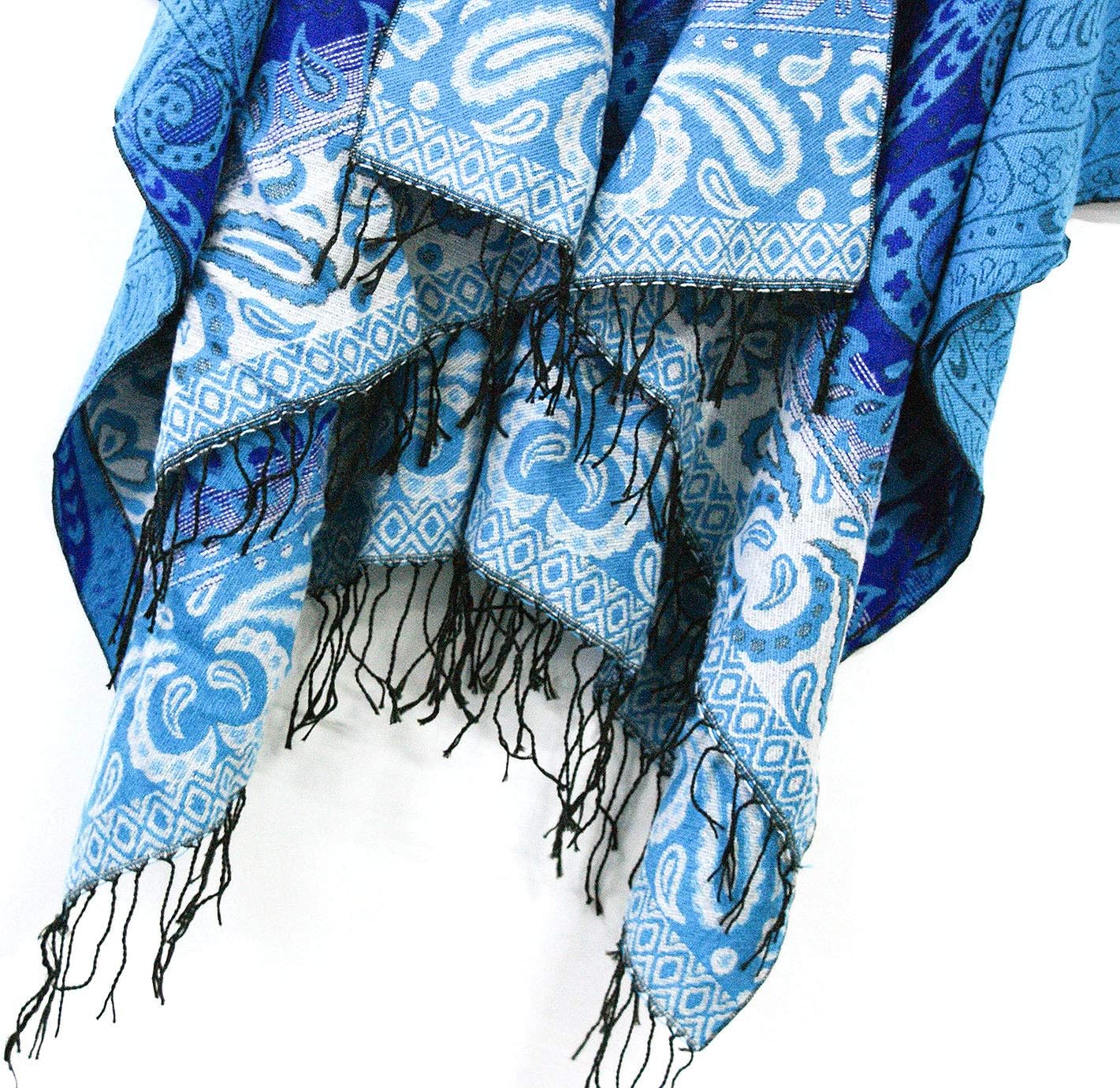 Urban CoCo Women's Retro Style Vintage Pattern Tassel Poncho Shawl Cape Wraps For Women - Image 5