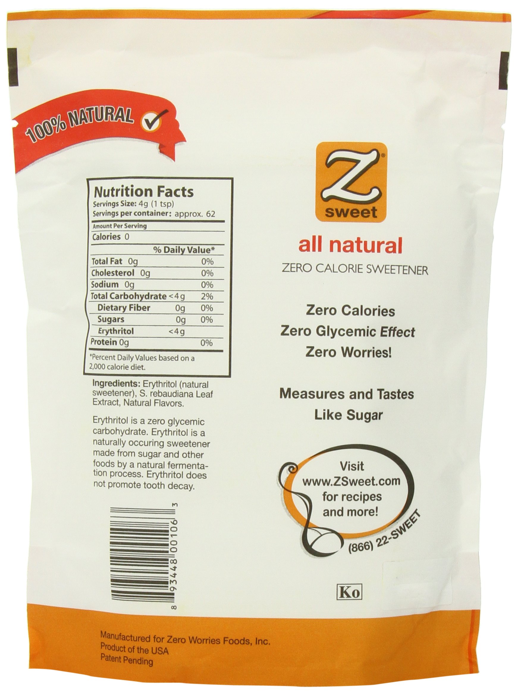 Amazon.com : Zsweet All Natural Zero Calorie Sweetener, 1.5-Pound