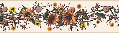 Miniatura 5 de Dundee Deco DDAZBD9170 - Papel tapiz autoadhesivo para despegar y pegar, flores verdes y naranjas naturales en enredaderas, diseño retro, 15 pies x