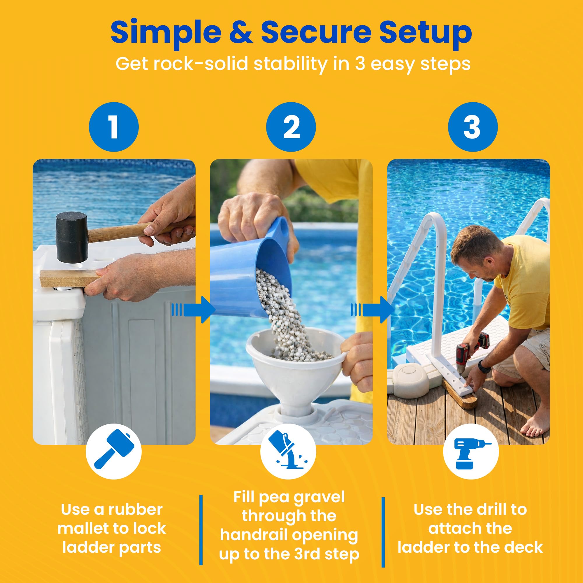 Amazon.com: Blue Wave Easy Pool Steps – Above Ground Pool Ladder