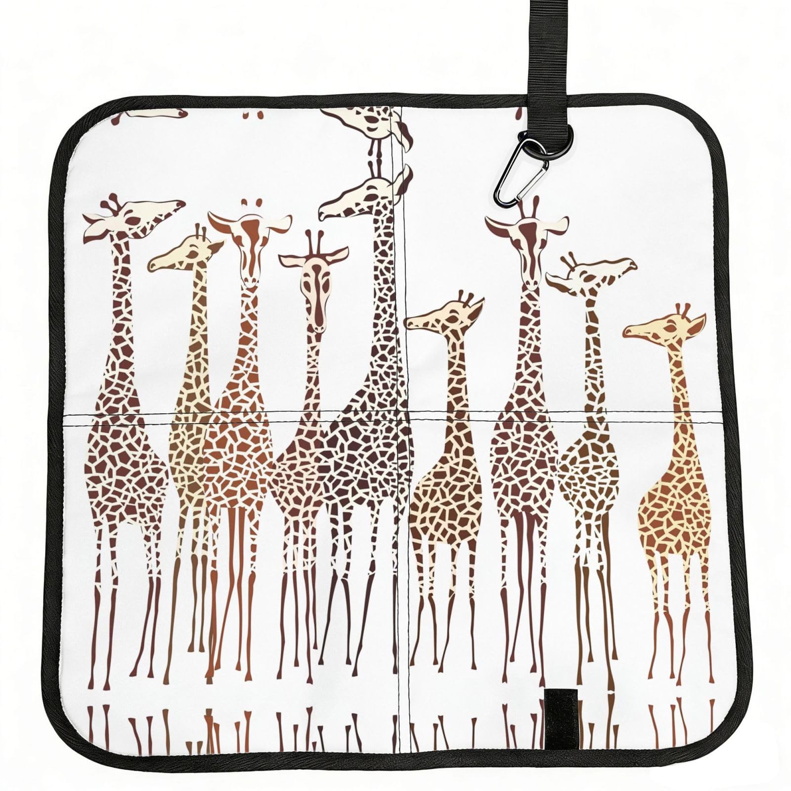 OKFSTY Cute Cartoon Funny Giraffes Print Fold Away Seat Cushion Portable Outdoor Pad Polyester Bleacher Bench Mat Travel Picnic Pad