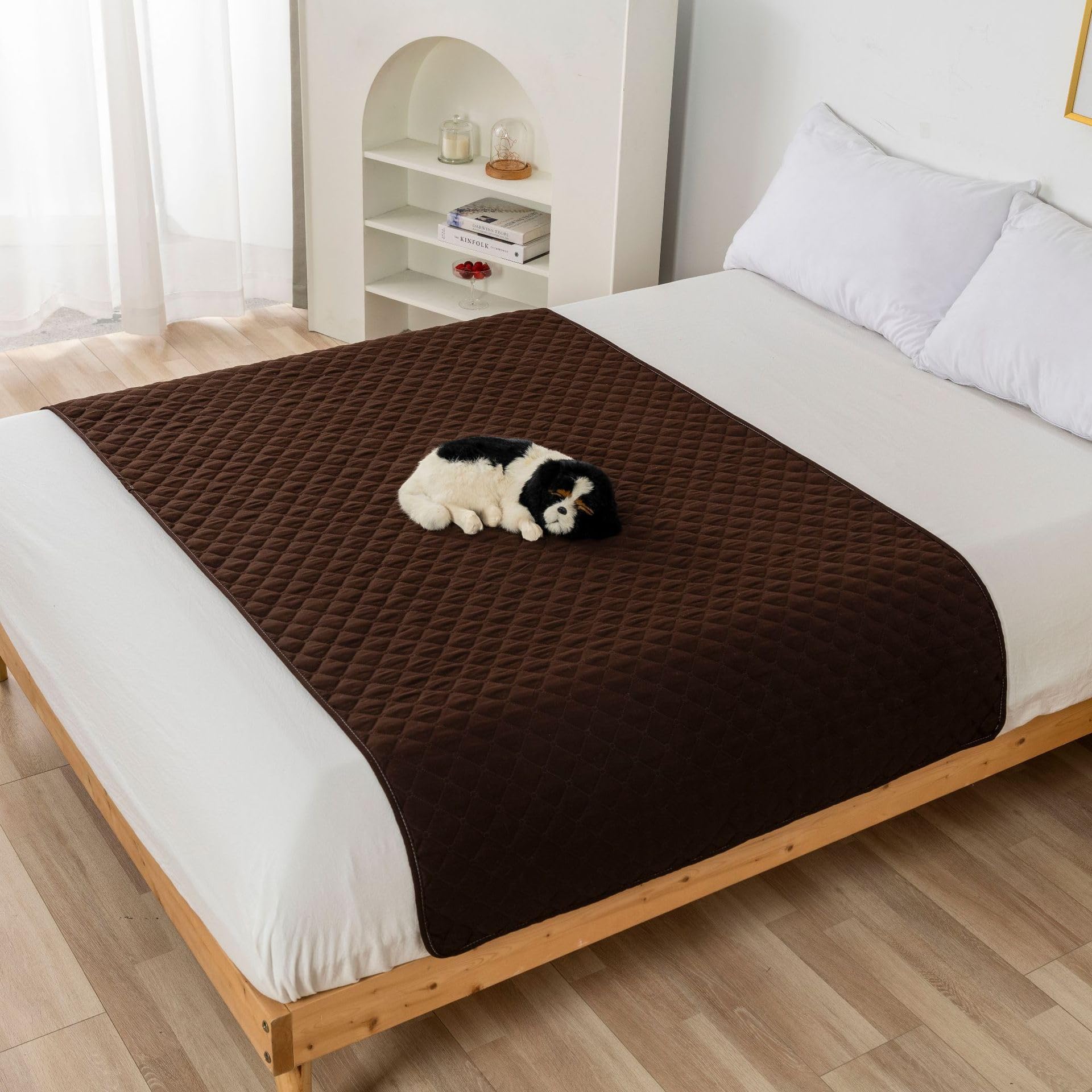 FANSU Absorbent Puppy Pads, Non-Slip Puppy Training Pads Reusable Dog Mat Washable Dog Training Pads Large Puppy Pads for Bed (130x210cm,Brown)