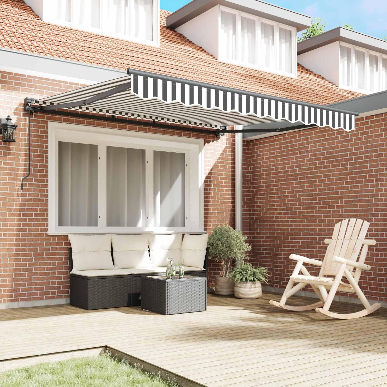 300x250cm Retractable Awning with Hand Crank, Wall Mount