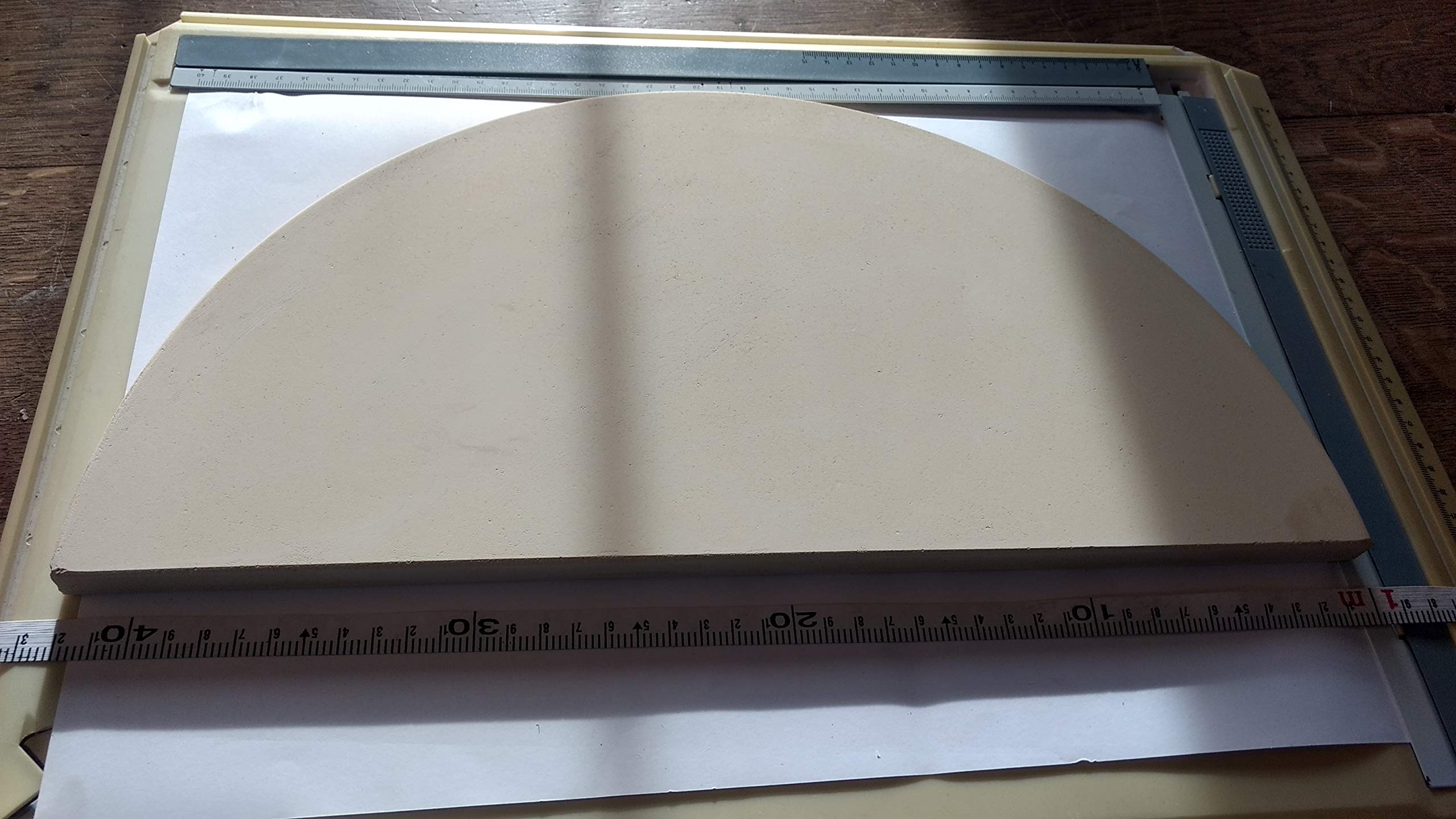YNNI KAMADO TQHMPS42 42 cm Par (2) Extra Grueso Alta Temperatura Media Luna Pizza Piedra Deflector de Calor BBQ 42cm TQHMPS42