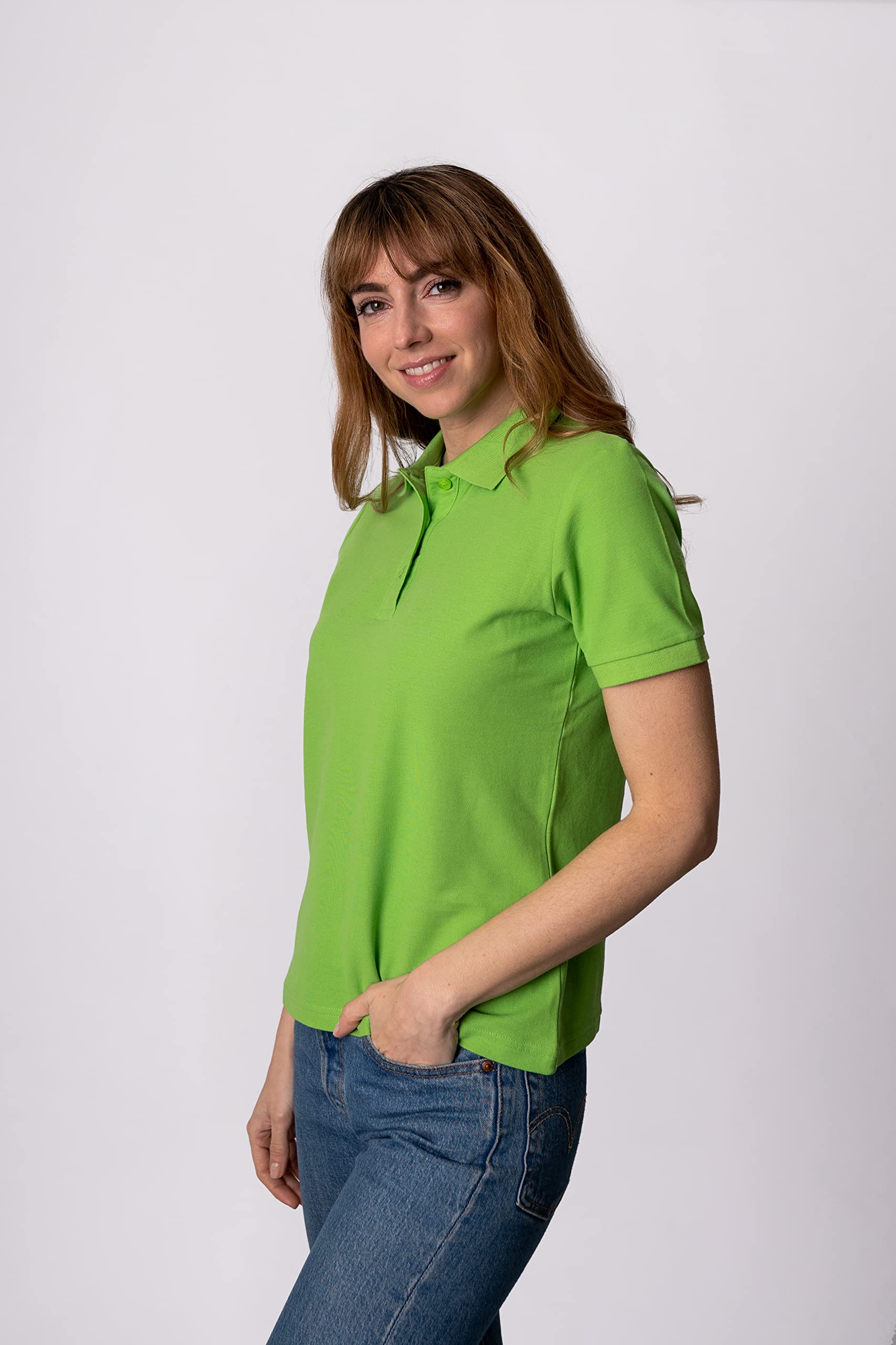 Polo Shirt Mujer Básica Manga Corta piqué Algodón Transpirable Golf Top