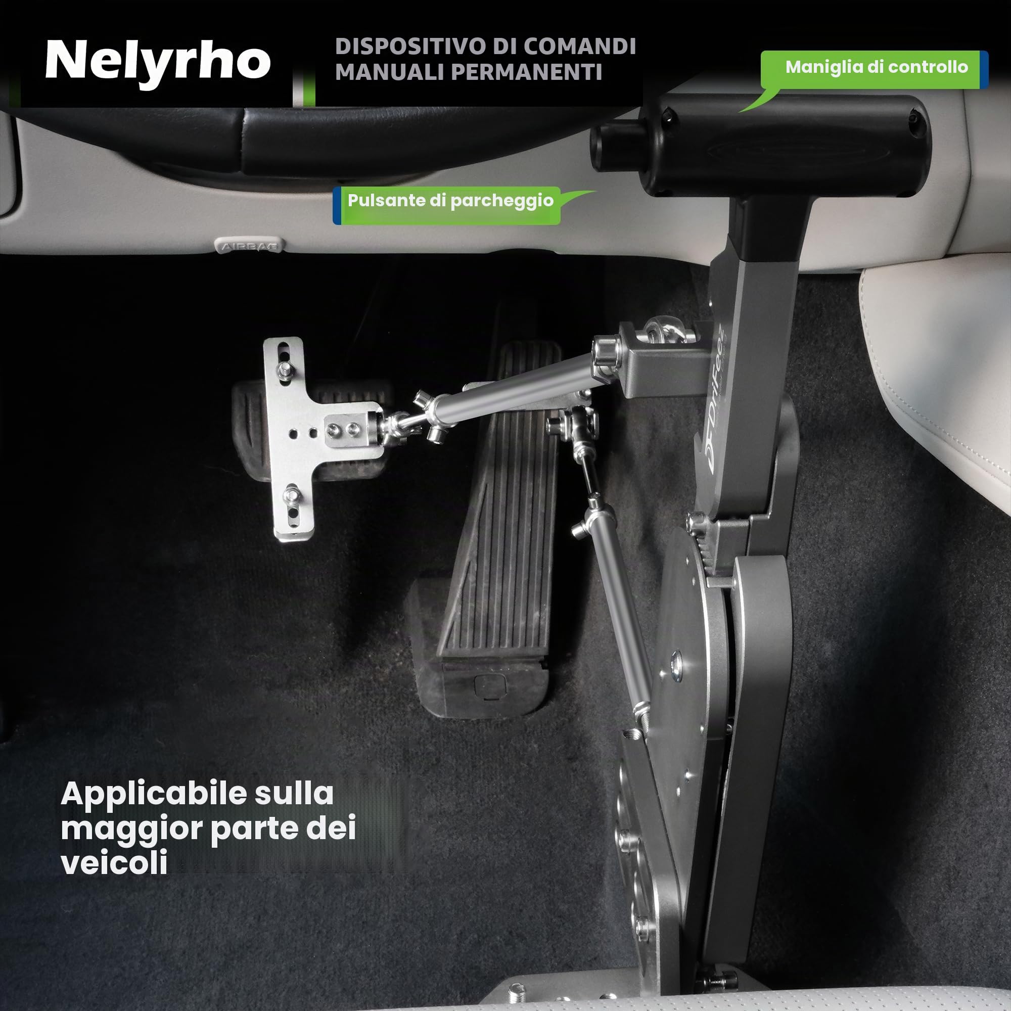 Controlli manuali per conducenti disabili, feriti o con disabilità, dispositivo fisso di assistenza ai pedali per freno e acceleratore, progettato per conducenti feriti o con mobilità limitata
