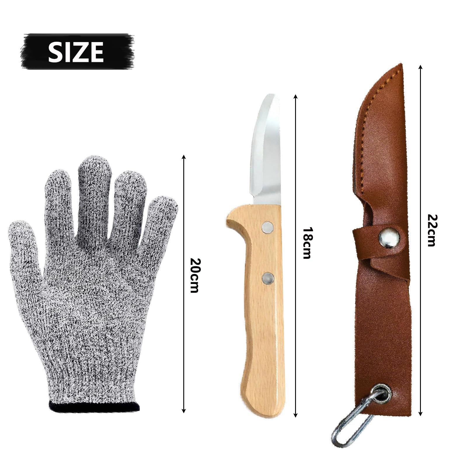 Schnitzmesser für Teenager mit Ledertasche und schnittfeste Handschuhe, Kindermesser Schnitzset Edelstahl Taschenmesser Outdoor Messer Schnitzwerkzeug, für Bastelarbeiten Camping Outdoor-Aktivitäten