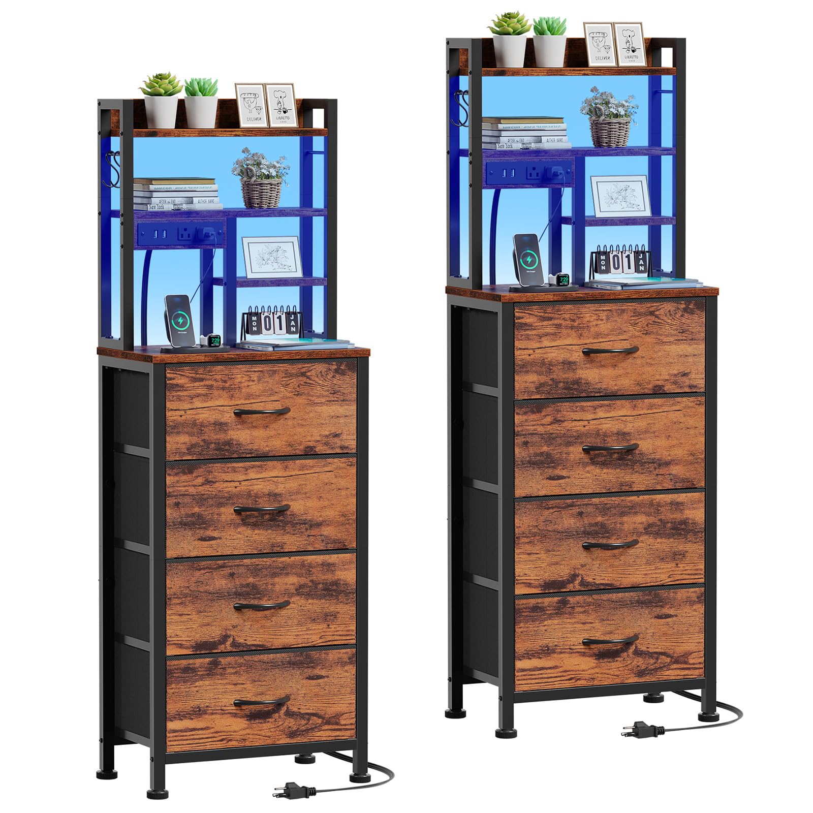 Furnulem Night Stand Set 2 with LED
