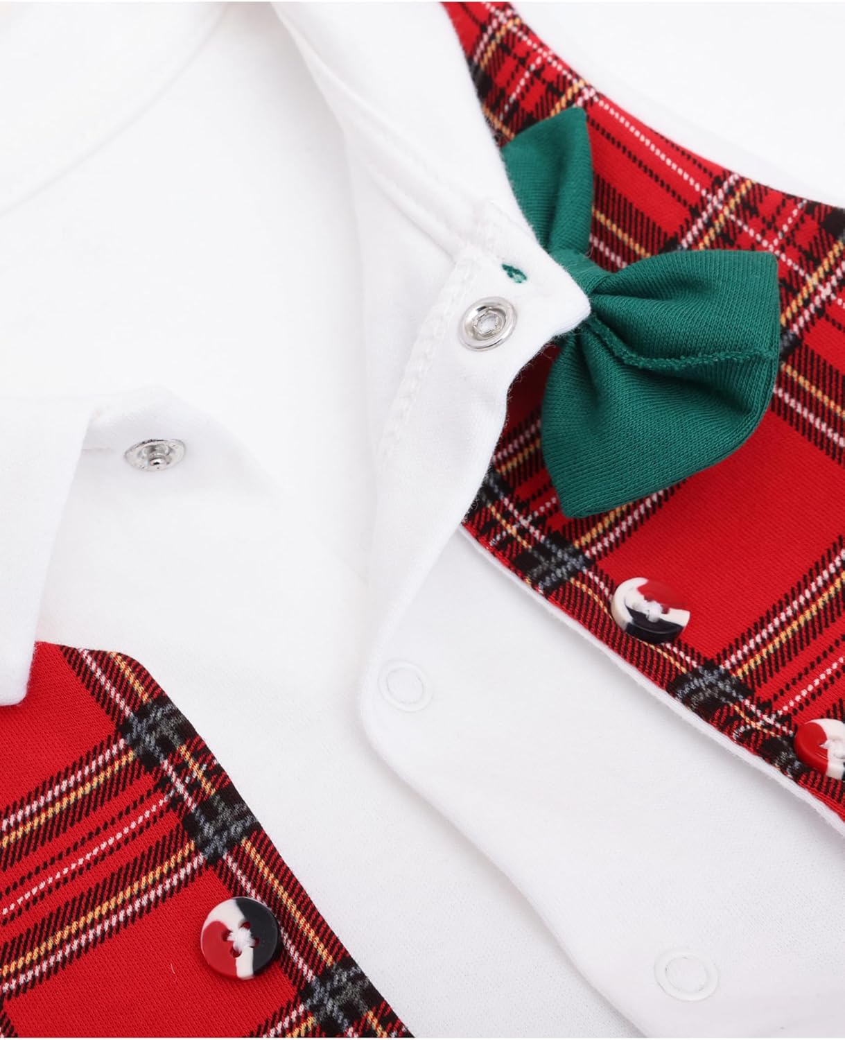 Lilax Baby Boy Gentleman Tuxedo Footie, Christmas Holiday Outfit with Bow Tie, Formal Wedding Long Sleeve Rompers
