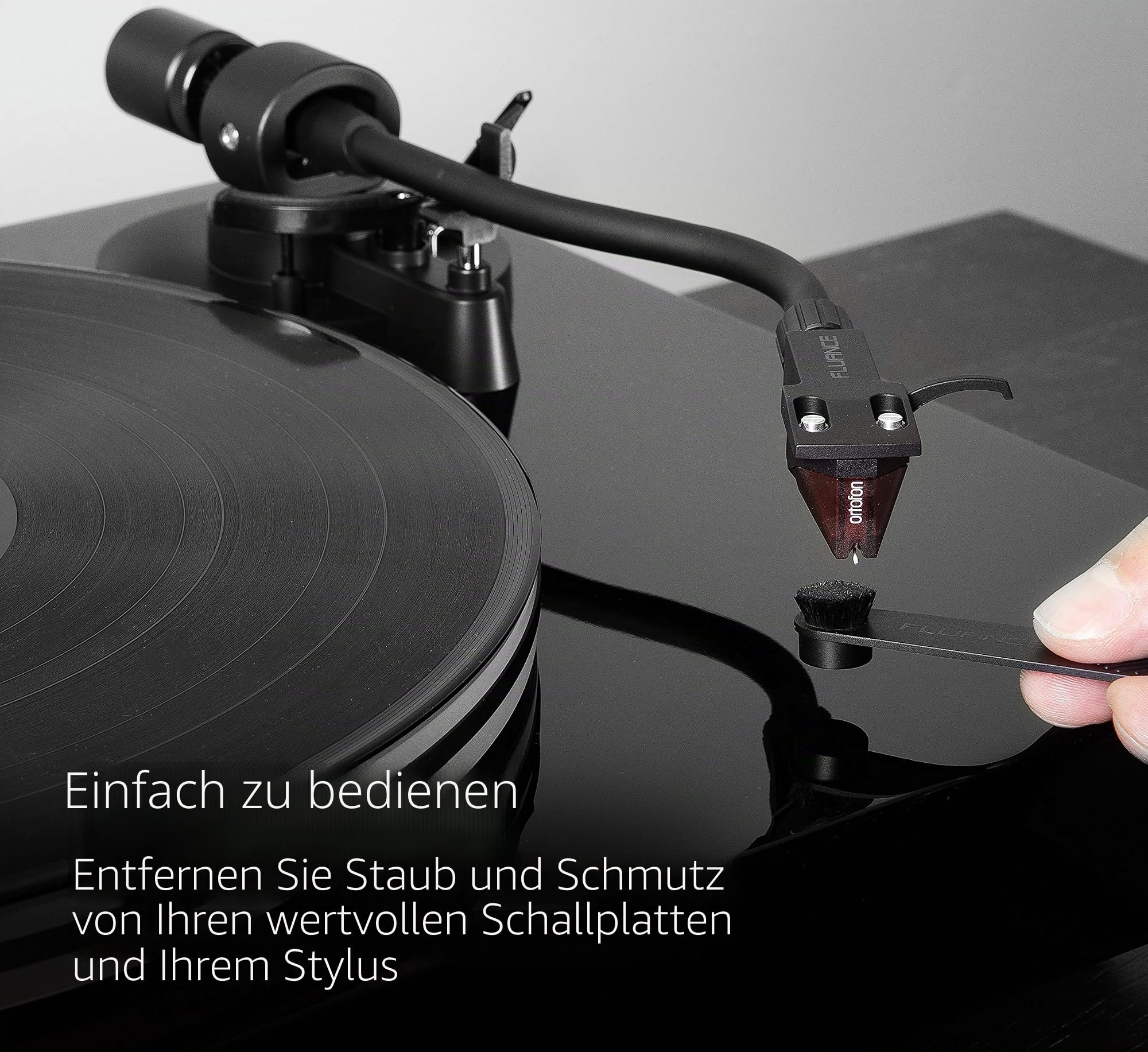 Fluance Reinigungsset für Schallplatten und Eingabestift, mit 2-in-1 antistatischer Kohlefaser und weicher Samt-LP-Bürste und Eingabestift-Bürste (VB52)