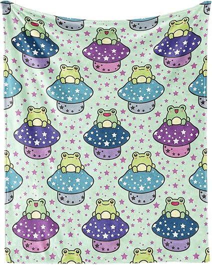 Frog Throw Blanket for Teen - 50x60 Inches Throw Size - Soft Fluffy Cozy Blankets Gift - Sage Green Cute Blanket Throws for Living Room Decorative