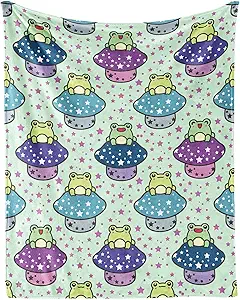 Frog Throw Blanket for Teen - 50x60 Inches Throw Size - Soft Fluffy Cozy Blankets Gift - Sage Green Cute Blanket Throws for Living Room Decorative