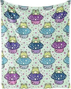 Frog Throw Blanket for Teen - 50x60 Inches Throw Size - Soft Fluffy Cozy Blankets Gift - Sage Green Cute Blanket Throws for Living Room Decorative
