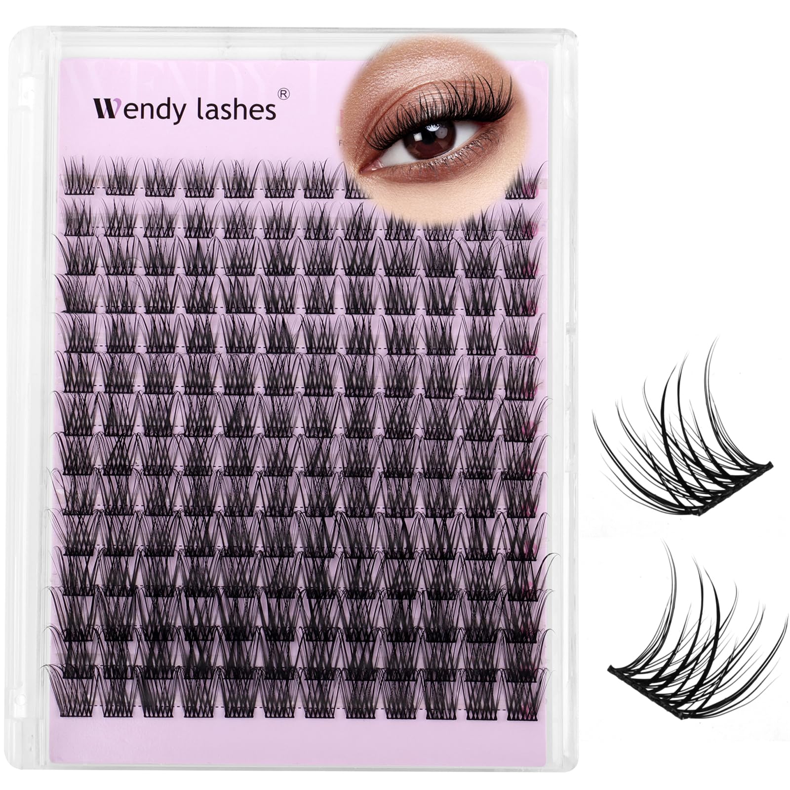 Cluster Lashes D Curl Individual Eyelashes Natural YM15-10-18mm Mixed Wispy Lash Clusters Reusable DIY Lash Extension at Home(FKDP-lash-YM15-D)