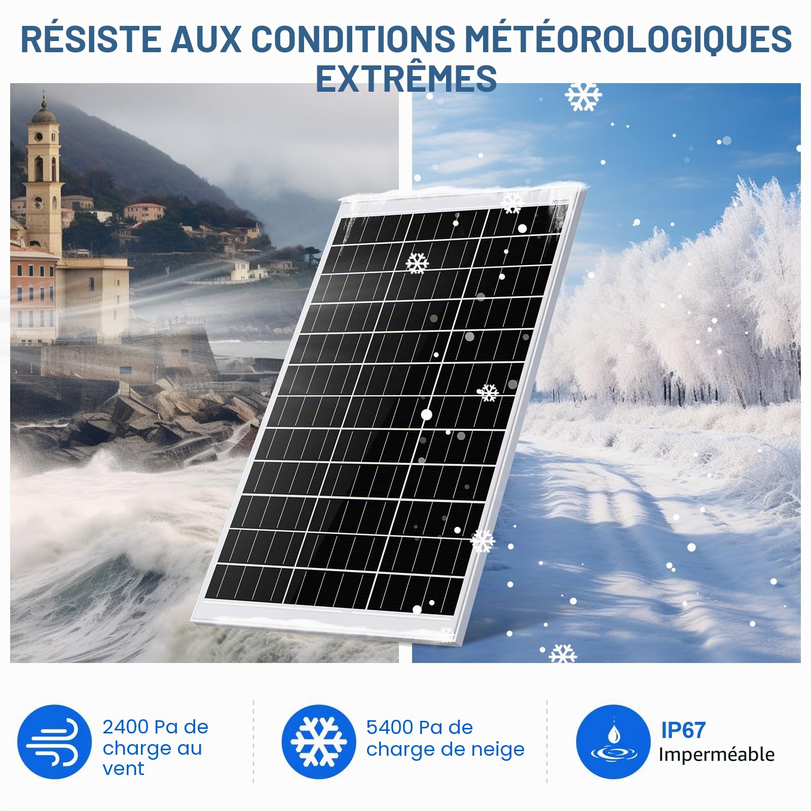 ECO-WORTHY Kit de panneau solaire 120 W 12 V 0,5 kWh/jour hors réseau pour camping-car, bateau, camping : panneau solaire mono 120 W + contrôleur de charge solaire PWM 30 A + supports Z + câbles
