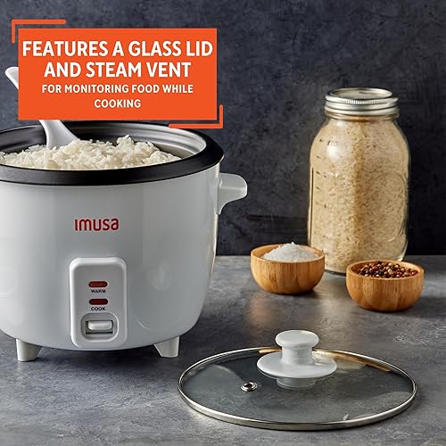 Miniatura 5 de IMUSA Arrocera eléctrica para 16 tazas cocidas 8 tazas sin cocer  Olla antiadherente de cerámica, olla multicocción para arroz, quinua, avena,