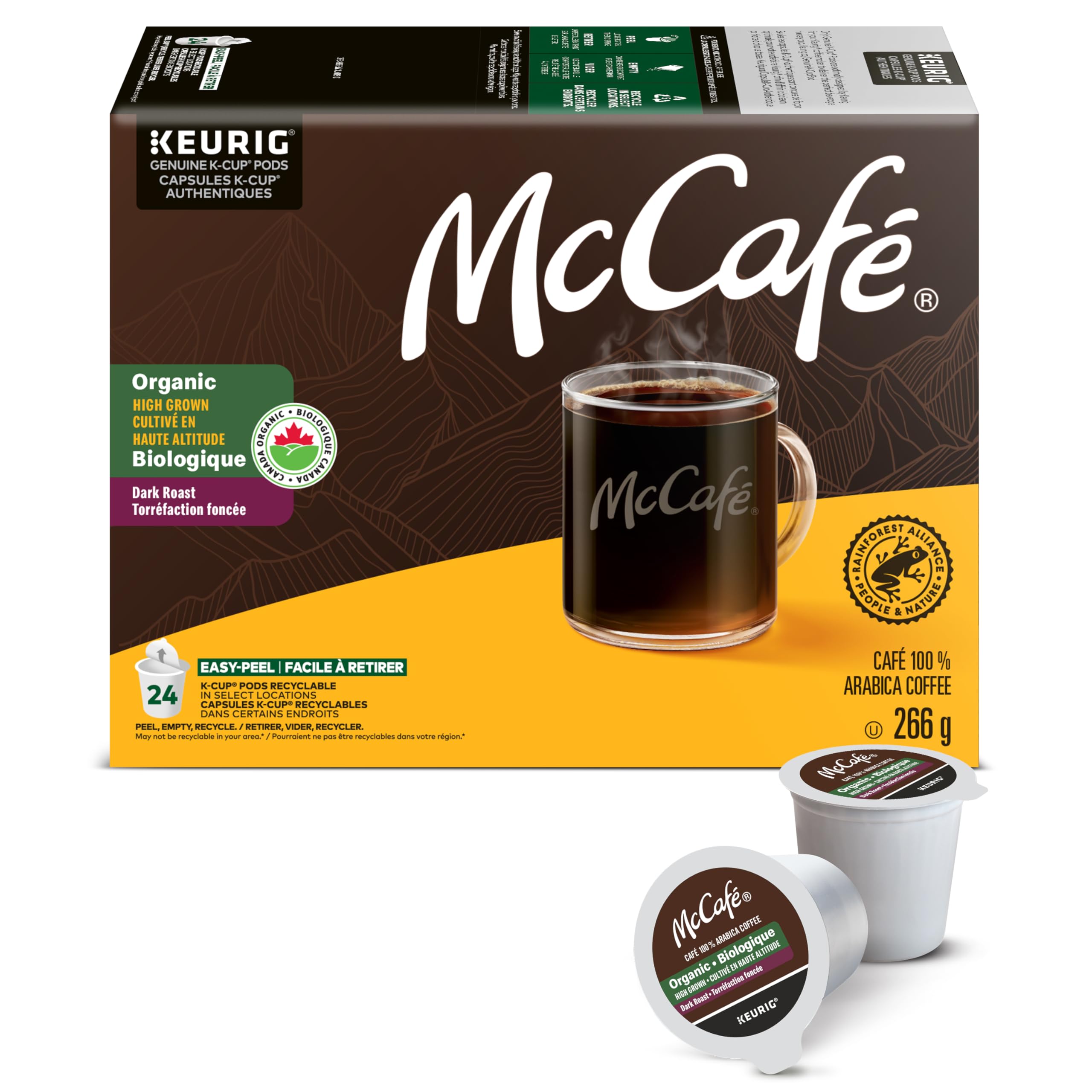 McCafe High Grown Organic K-Cup Coffee Pods, Dark Roast, 24 Count