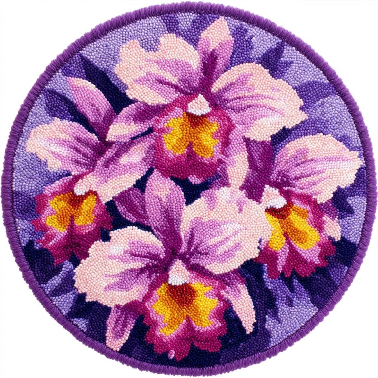 Kitquiver Rug Making Kit for Adults Purple Orchid 80x80cm