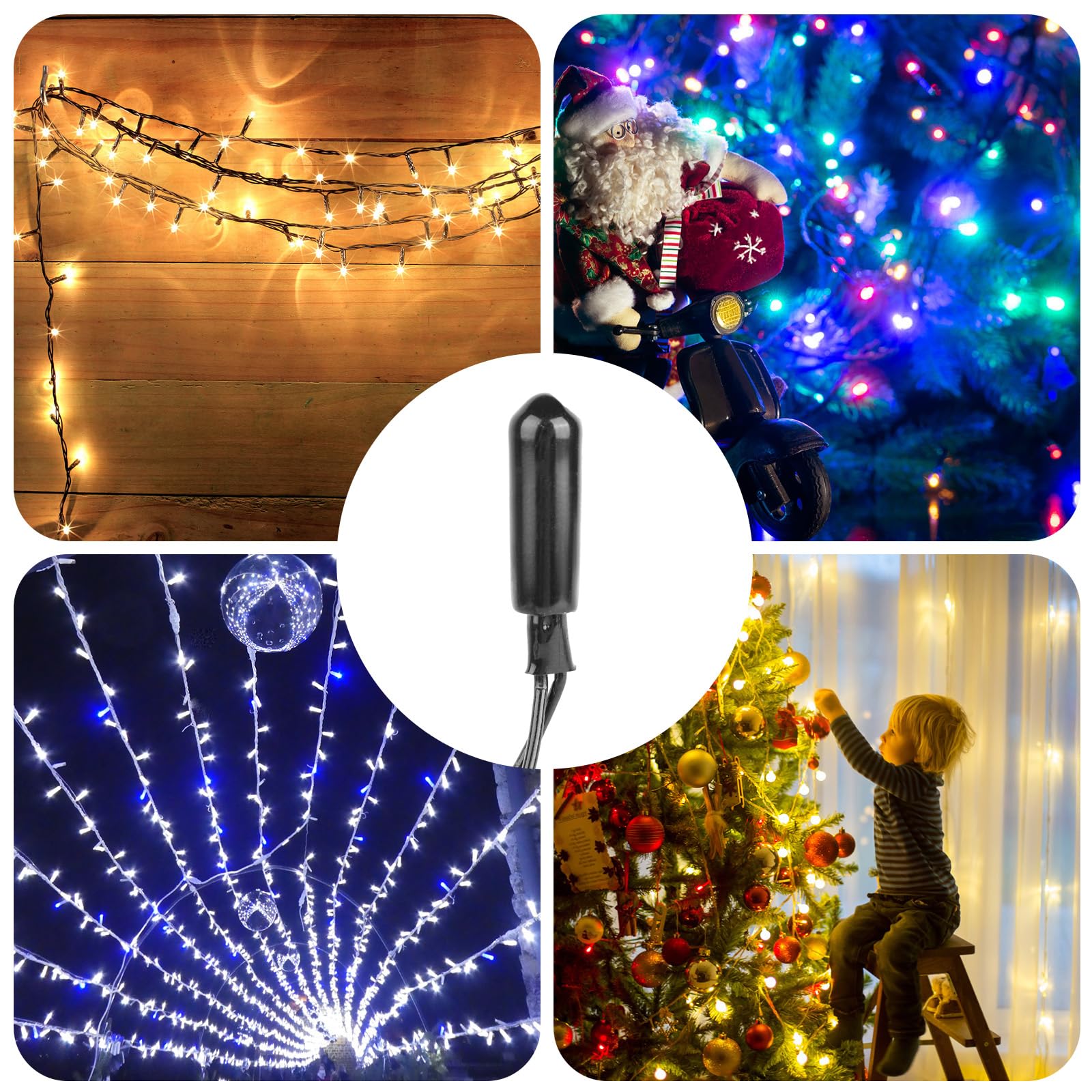 200 Stück Nicht Leuchtende Kappen für Lichterketten, Weihnachtslichtabdeckungen Passend für LED-Röhren mit 0.20x0.79 inch Durchmesser Lichterkettenkappe zum Verstecken für Draußen im Garten als Party