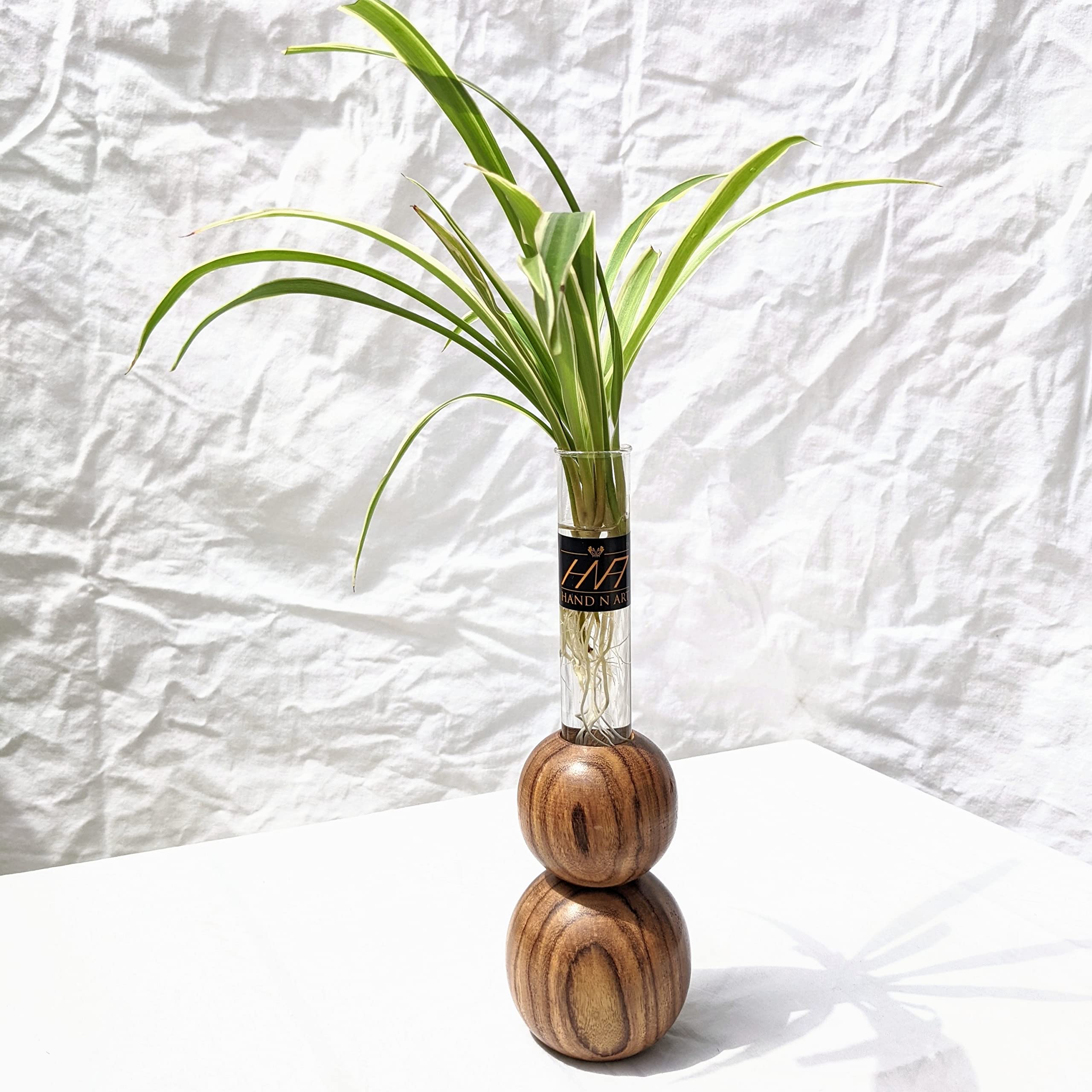 HAND N ART Wooden Double Spherical Propagation Planter | Test Tube Planter Holder (Indoor). Plant Container Set (Wood, Glass) | 7x7x11.5 cm Wooden Holder with borosillicate Test Tube (B09W9KLG7J) Amazon Price History, Amazon Price Tracker