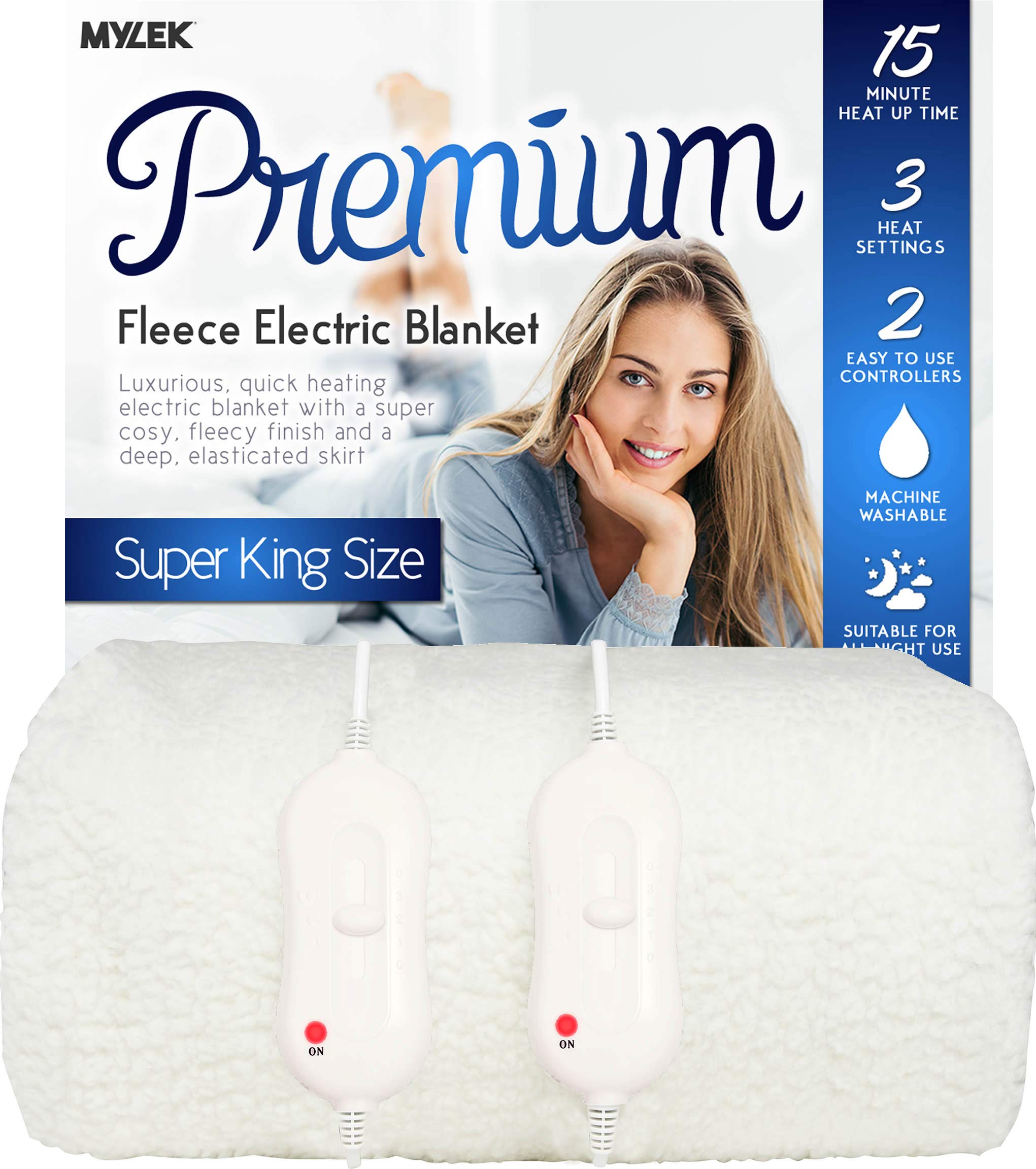Mylek Electric Blanket Super King Bed Fleece Size 203 X