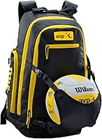 Wilson AVP Beach Volleyball Backpack Black/Yellow - Sand-Proof Carrier with Cooler Pocket & Speed Clips