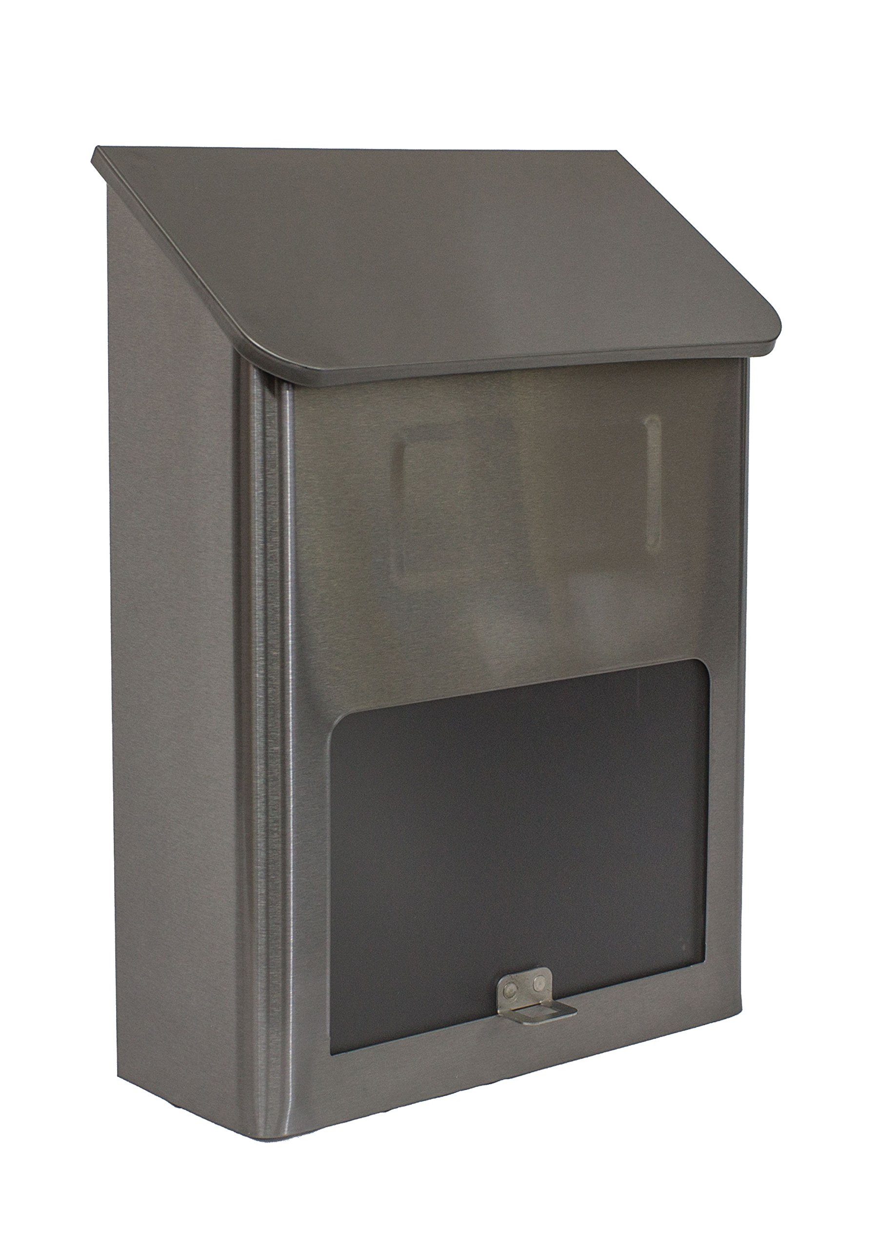 Qualarc WF-L002 Metros Rectangular Stainless Steel Wall Mount Mailbox with Window, Silver/Black