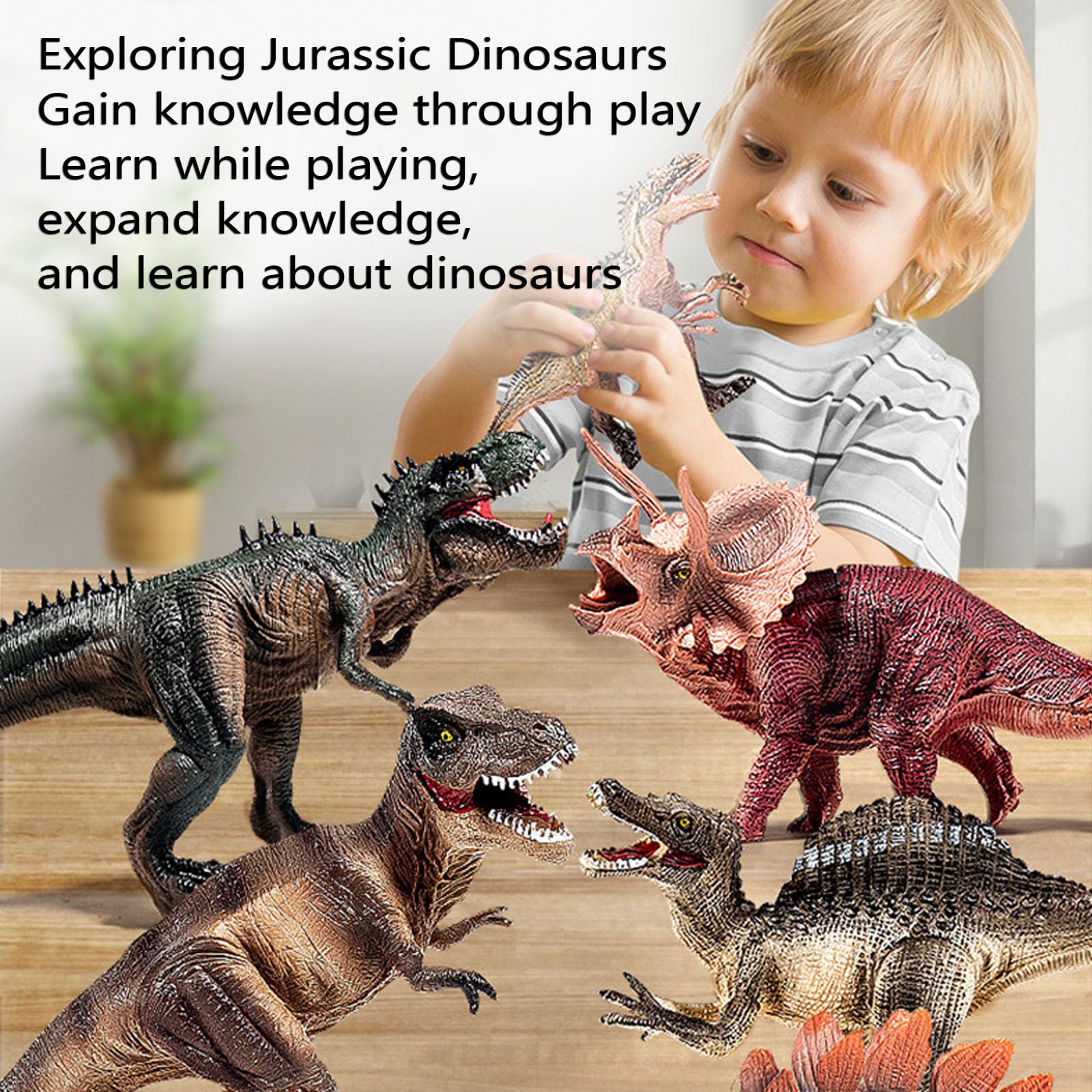52PCS Jurassic Dinosaurier Spielzeug, Realistische Dinosaurier Figuren Für Fantasievolles Spiel Pädagogisches Spielset Mit Aufbewahrung Sbox-52 Pcs||Dinosaur Set and Storage Box