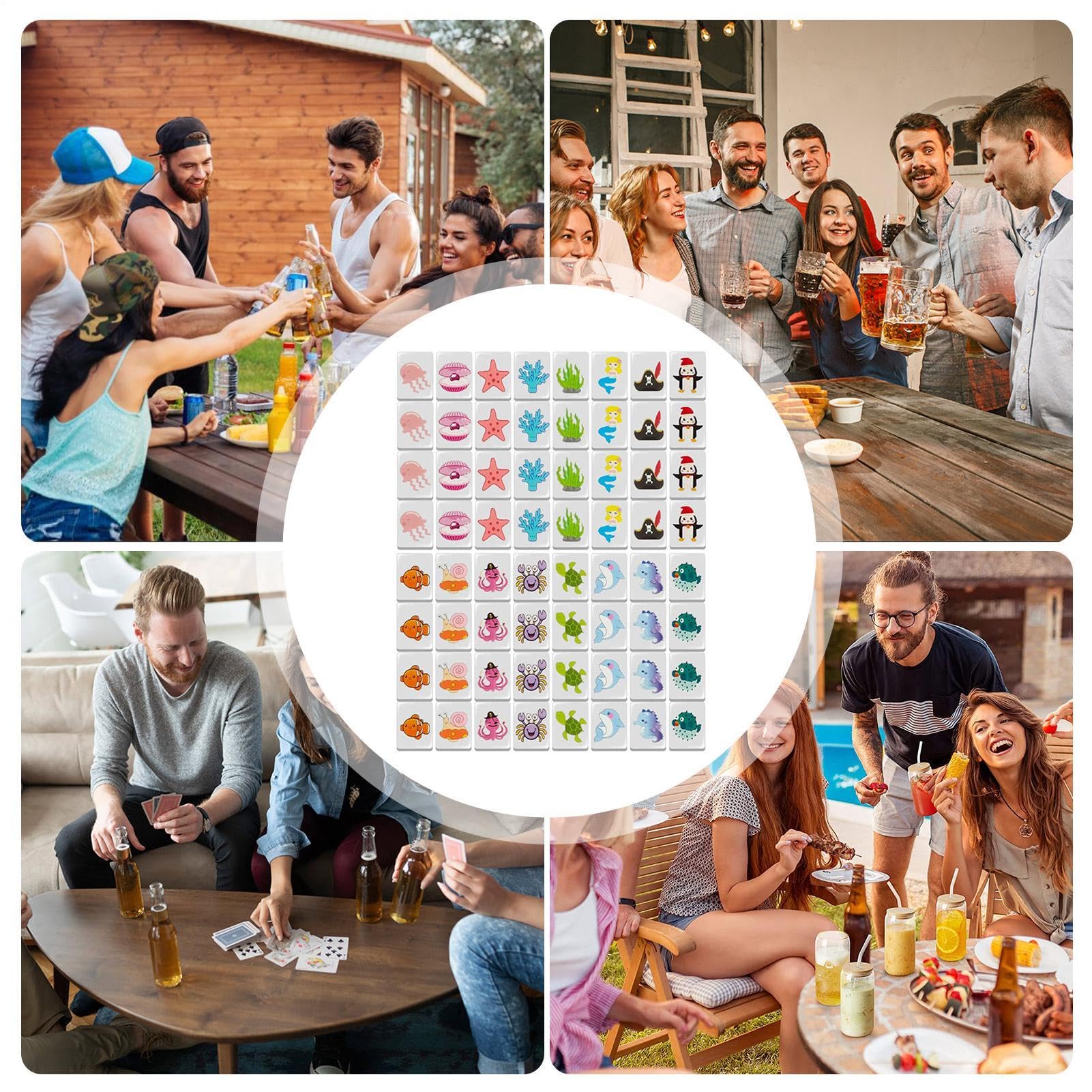Generisch Mini Mahjong Spielset | 65 Stück Melamin | Ca. 3 × 2,2 × 1,5 cm | Tragbares Brettspiel Für Reisen, & Partys | Klassisches Mahjong Mit Klaren Mustern & Hoher Haltbarkeit