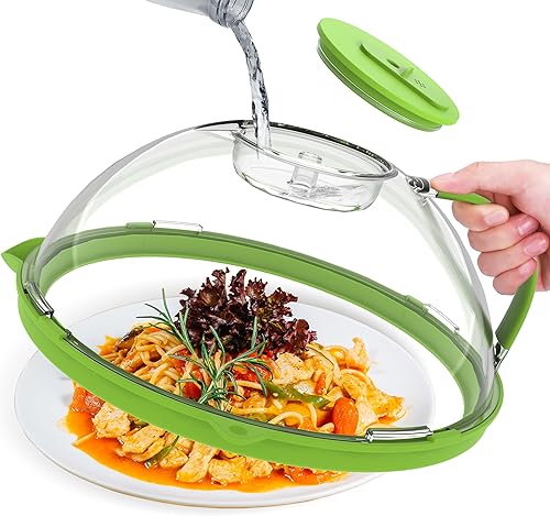 Cubierta mejorada para salpicaduras de microondas para alimentos, cubierta transparente para microondas con vaporizador de agua, protector de