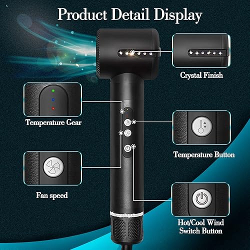 Miniatura 4 de Juego de cepillos secadores de pelo  7 en 1 Airwrap Styler 110000 RPM Sistema de secado de peinado de aire de alta velocidad, cepillo de aire