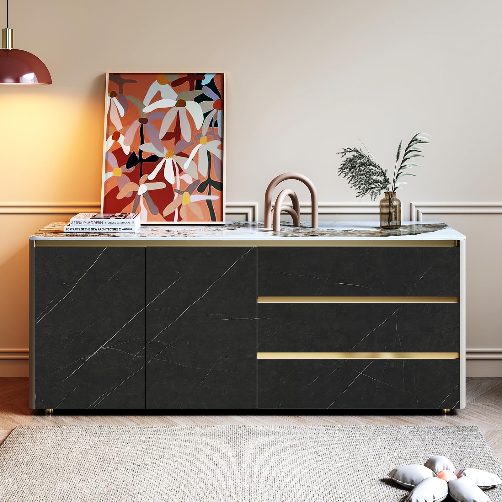 Stickyart Papel Adhesivo para Muebles Mármol Negro 90cm x 400cm Papel Pintado Autoadhesivo para Parede Extraíble Vinilo Encimera Cocina Solución Decorativa Moderna Vinilo Adhesivo Baño Impermeable