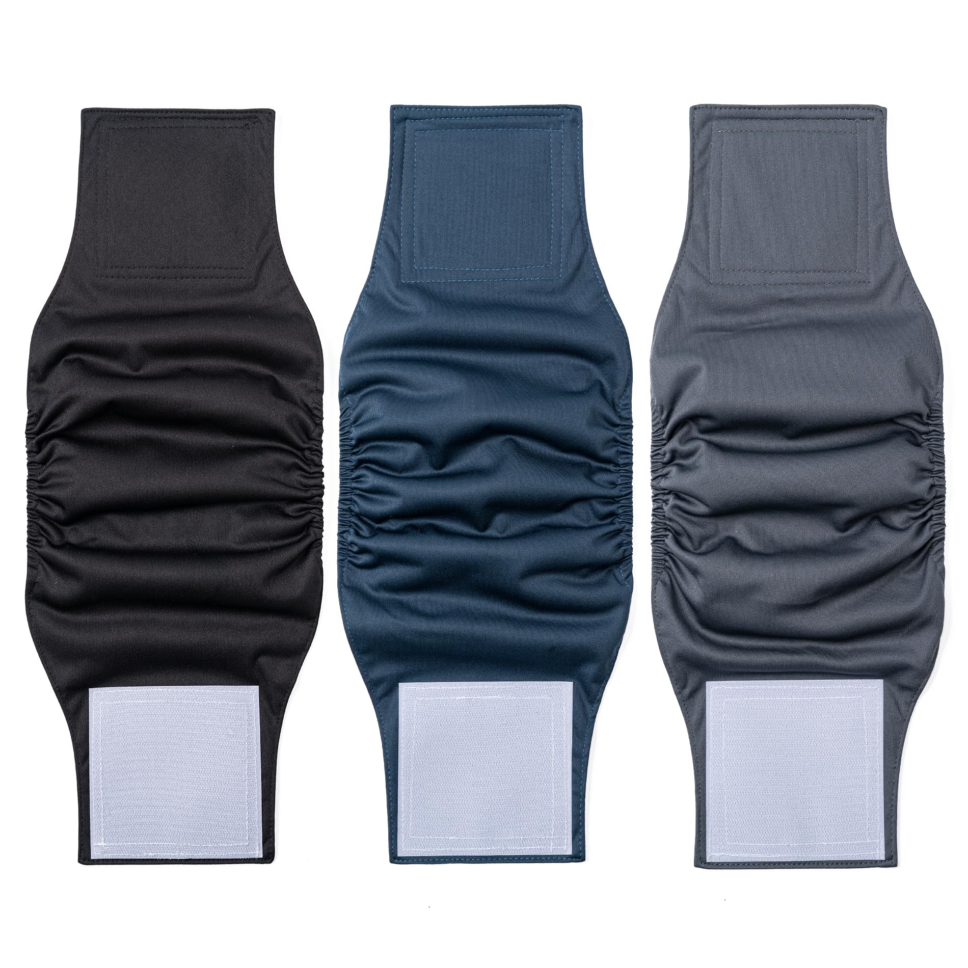 1 Pack 3 Reusable Dog Diapers Washable Male Belly Bands for Dogs, High Absorbing Male Dog Doggie Puppy Wraps (Extra Small, Black Navy Charcoal)