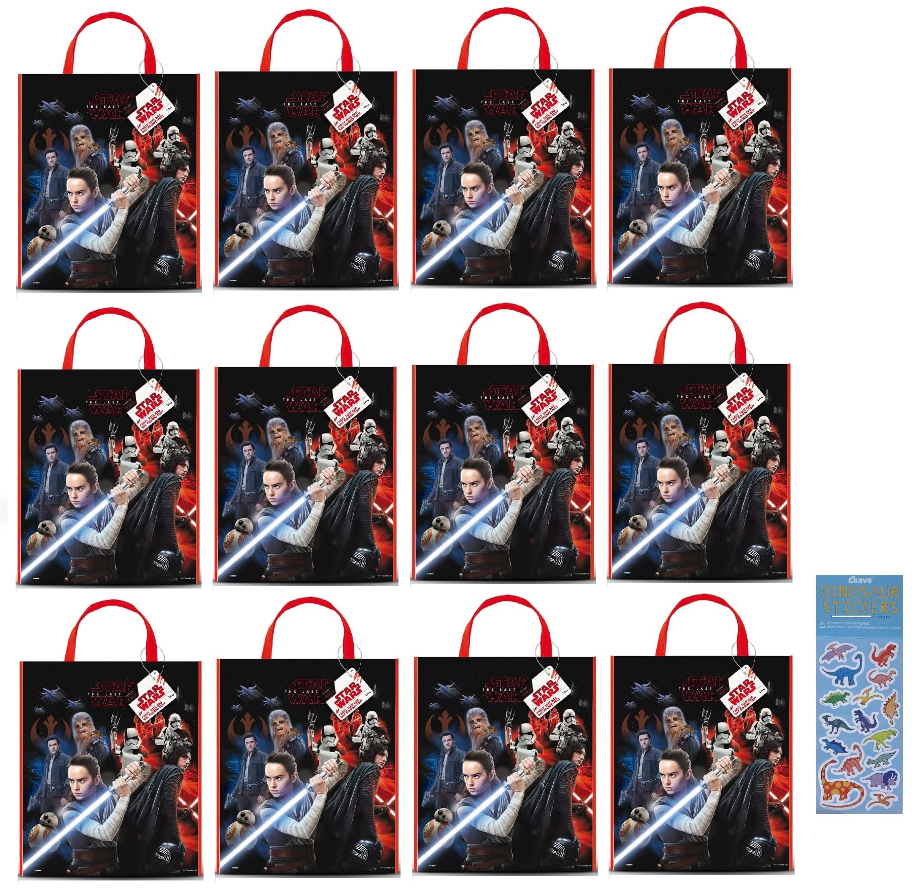 Star Wars Birthday Party Supplies Favor Bundle includes Plastic Party Favor Tote Bags - 12 Count