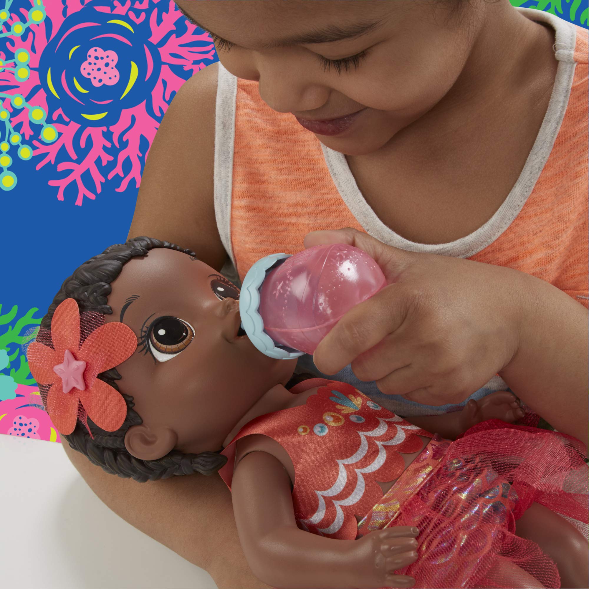 Baby Alive Baby Wassernixe, schwarzhaarig Babypuppe für Kinder ab 3 Jahren