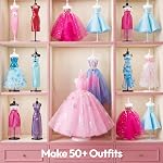 Klever Kits 400+PCS Fashion Design Crafts for Kids Art and Crafts Toy DIY Sewing Crafts with 3 Mannequins for Girls Aged 8-12，Christmas Toys Gifts for Kids