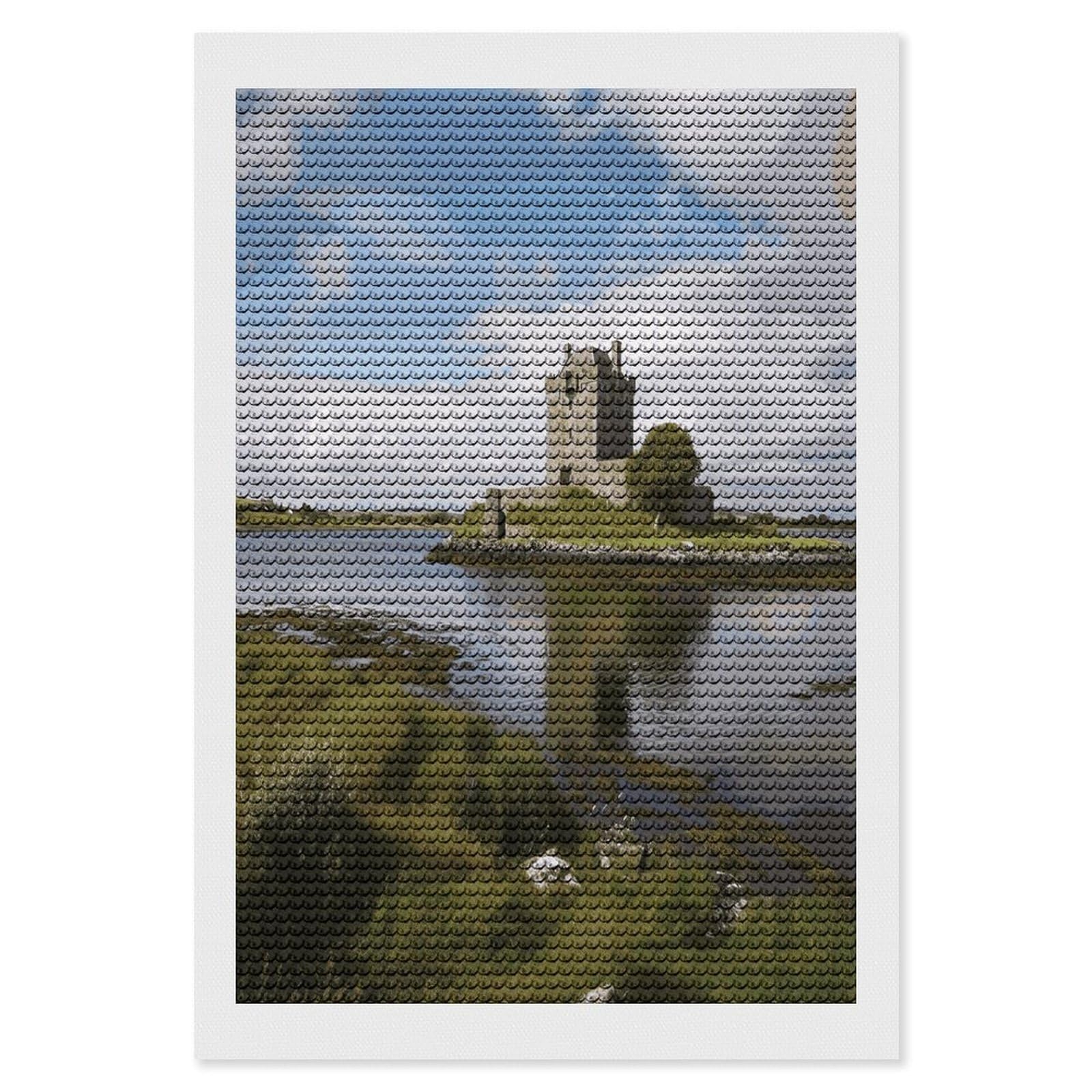 JTREHY View of The Dunguaire Castle Diamond Art Kits Personalized DIY Round Diamond Painting Kits for Beginner Full Drill Diamonds Dots Paintings for Adults Gem Art Crafts Home Decor