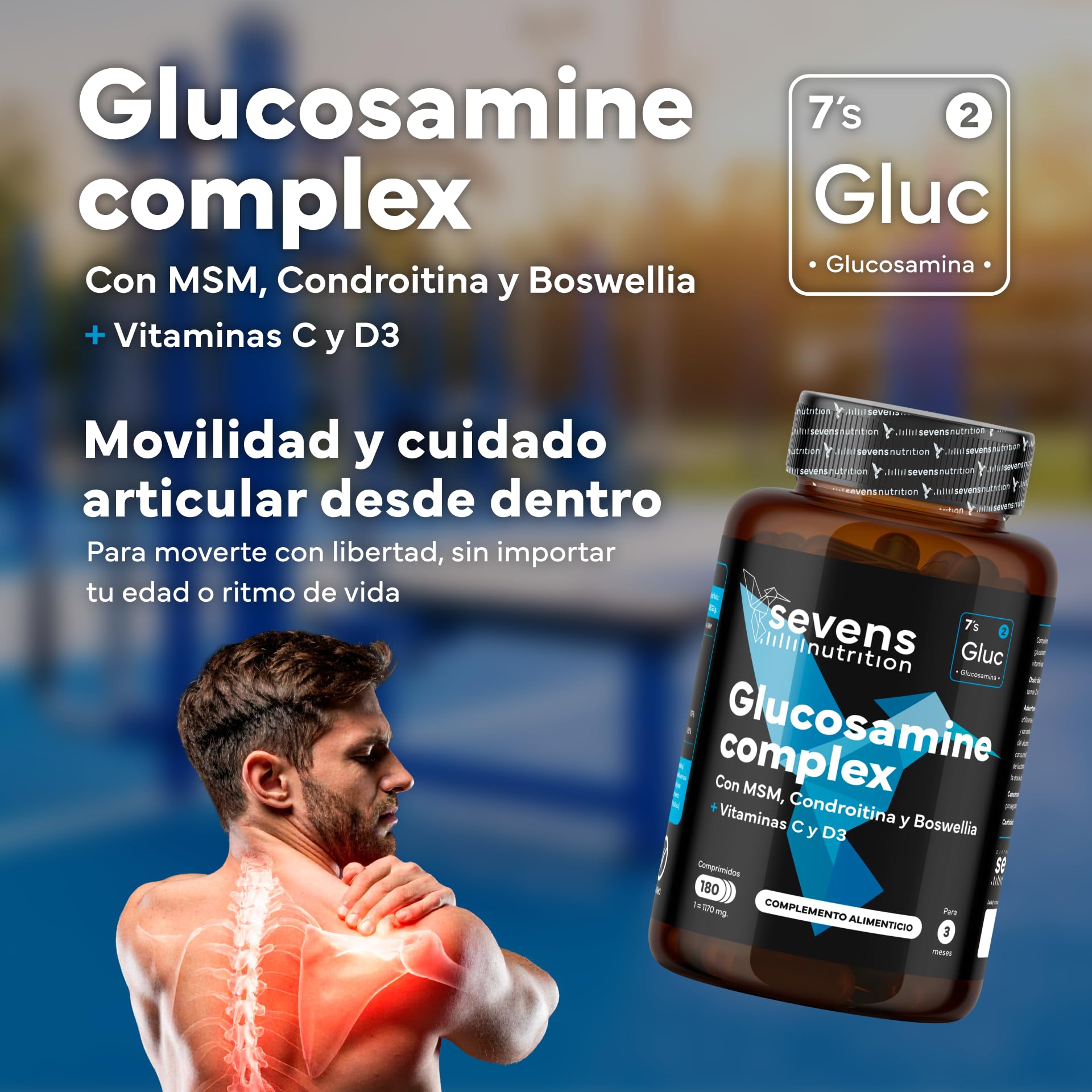 Glucosamina Condroitina MSM Premium - 180 Comprimidos - Alta Dosis con Boswellia, Vit C y D3 - Antiinflamatorio Natural - Articulaciones, Cartílagos, Huesos - Glucosamin Complex - Sin Aditivos ni GMO