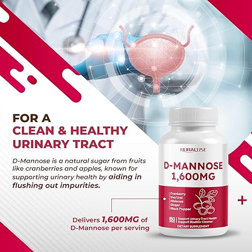 Miniatura 3 de D-manosa con arándano, Uva Ursi, hibisco, jengibre, pimienta negra - Apoya la salud del tracto urinario, la limpieza de la vejiga - Fabricado y