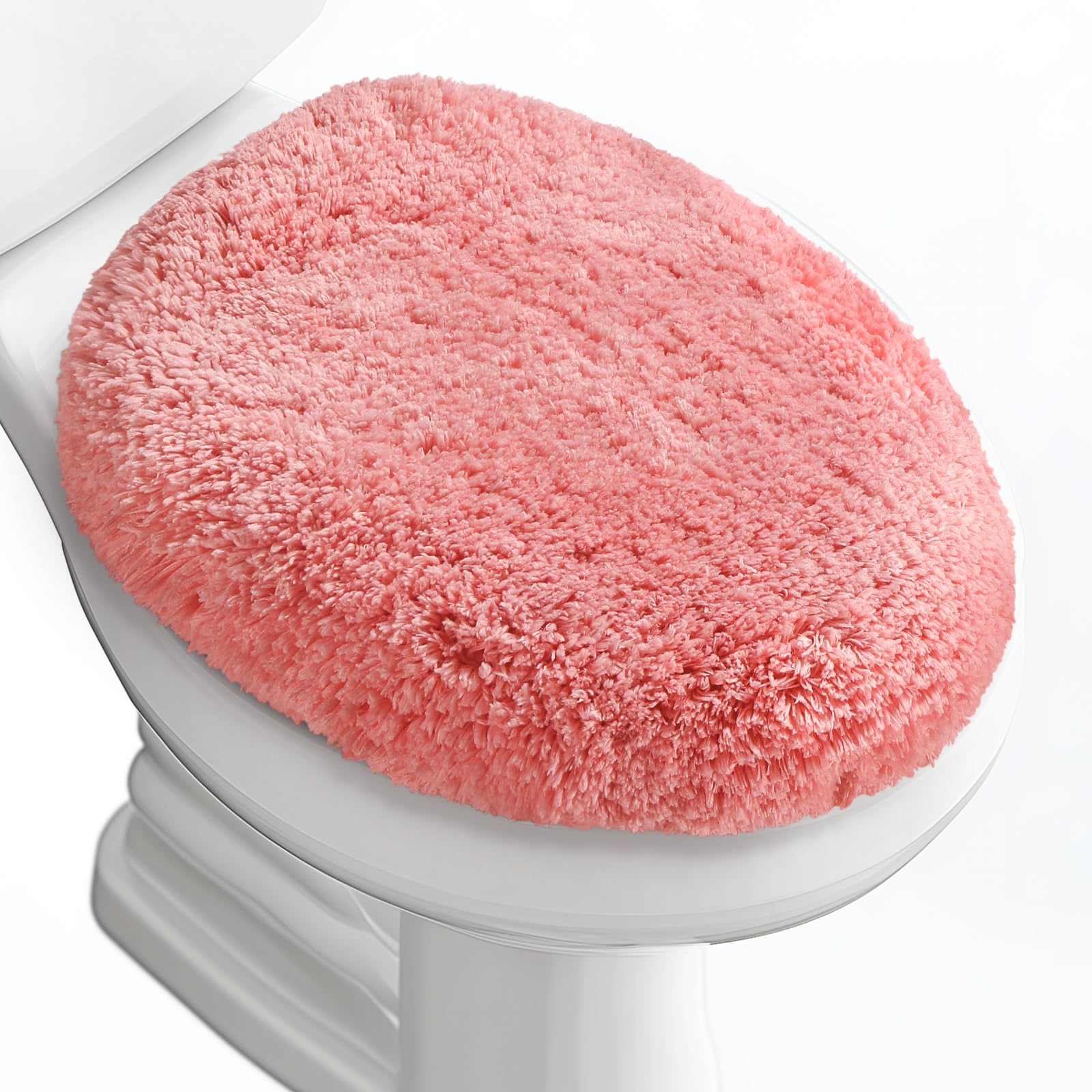 Baahrnom Luxury Toilet Lid Cover Machine Washable Solid Toilet Seat Cover 17.5" x 15" Adjustable Rubber Backing Fits Most 16-17.5" L x 14-16" W Round Oblong and Elongated Toilet Seat