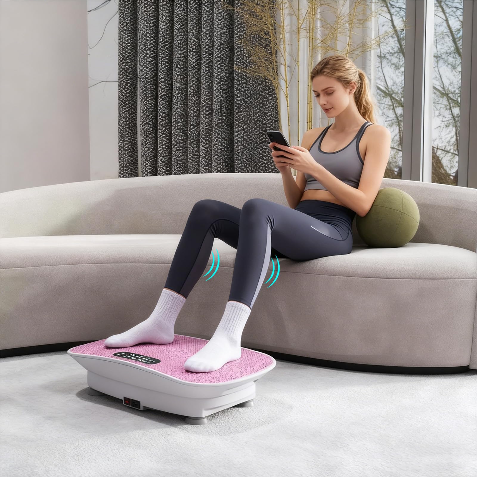 GYMAX Vibrationsplatte, Rüttelplatte Sport für Zuhause mit 10 Schüttelmodi, LED-Display & Fernbedienung, Leise & Kompakte, Vibrationsboard für Körperformung & Entspannung